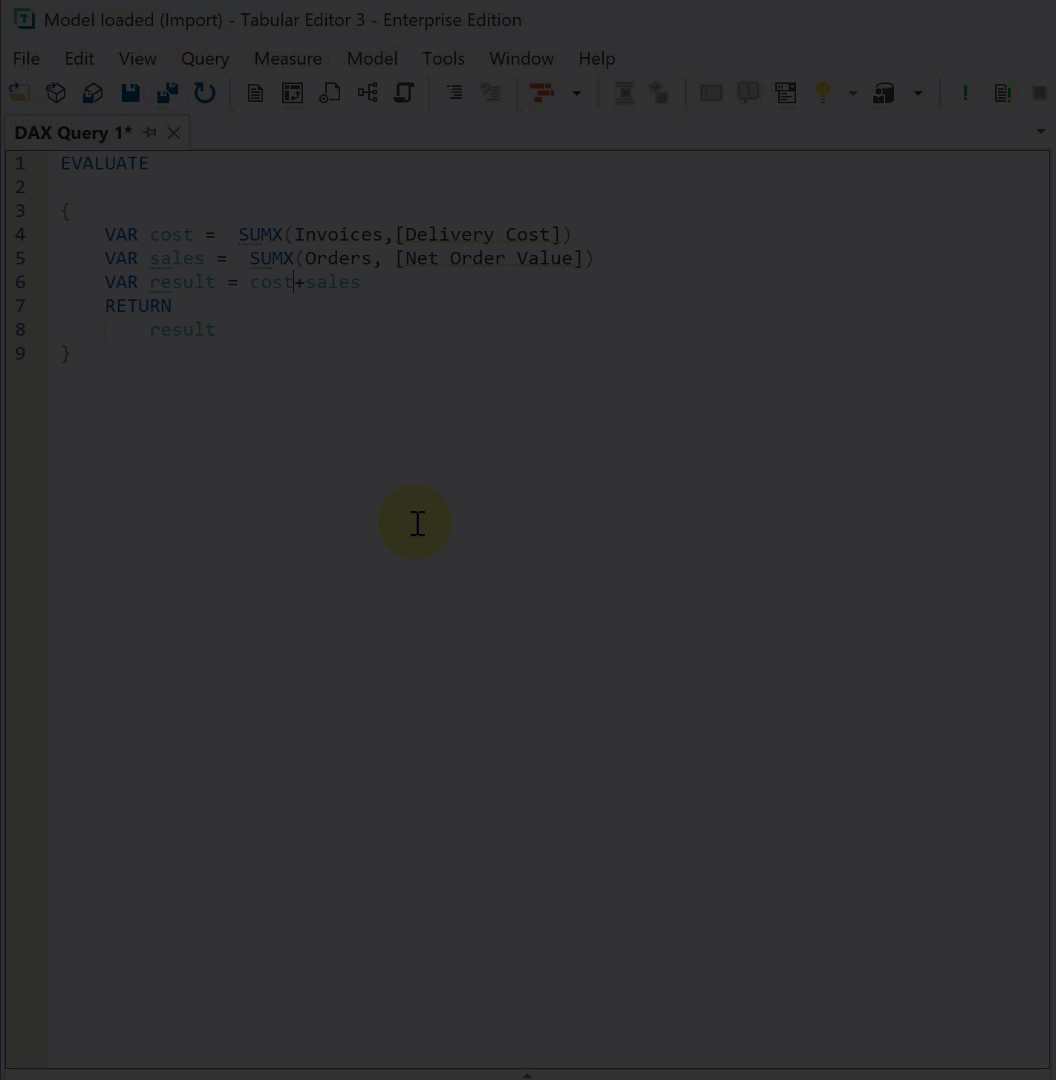 Figure 1: Examples of Code Actions being used in Tabular Editor 3