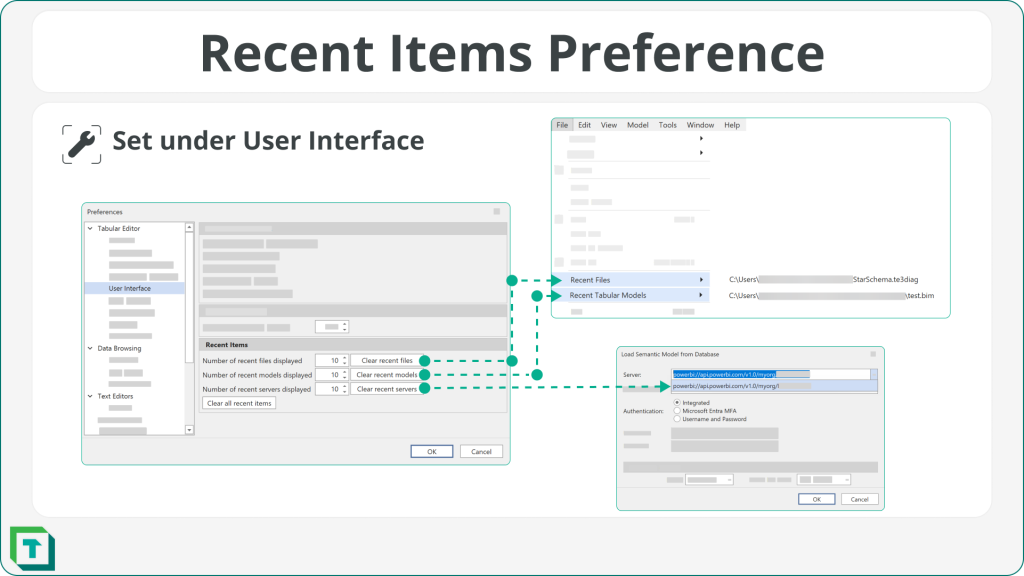 Figure 4: New preference setting for recent items in files, models and servers